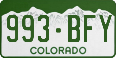 CO license plate 993BFY