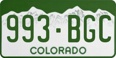 CO license plate 993BGC