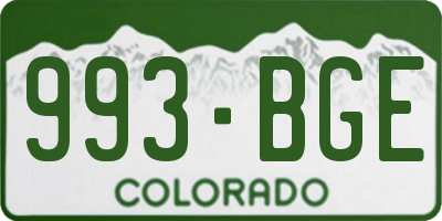 CO license plate 993BGE