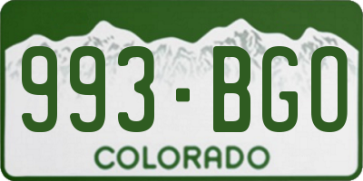 CO license plate 993BGO