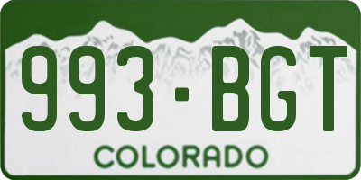 CO license plate 993BGT