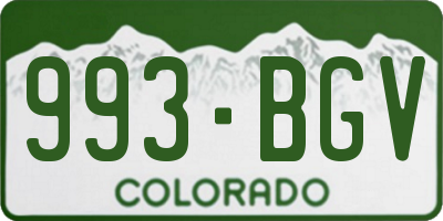 CO license plate 993BGV