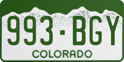 CO license plate 993BGY