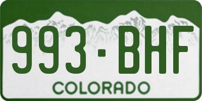 CO license plate 993BHF