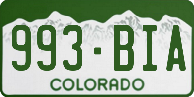 CO license plate 993BIA