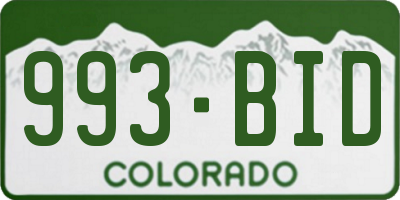 CO license plate 993BID