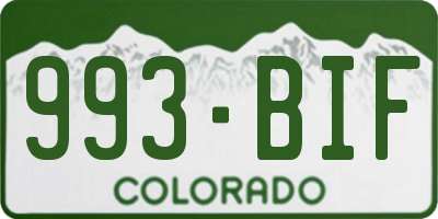 CO license plate 993BIF