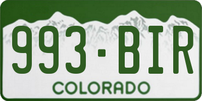 CO license plate 993BIR