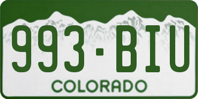 CO license plate 993BIU