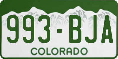 CO license plate 993BJA