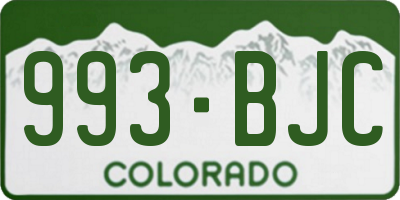 CO license plate 993BJC