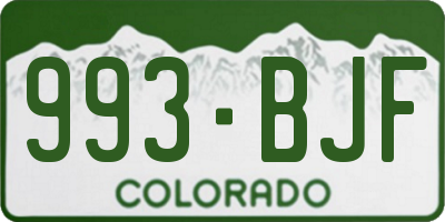 CO license plate 993BJF