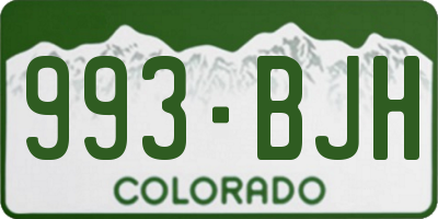 CO license plate 993BJH
