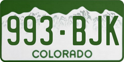 CO license plate 993BJK