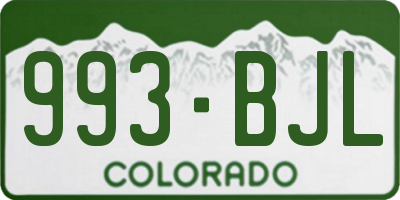CO license plate 993BJL