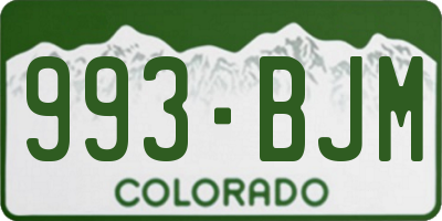 CO license plate 993BJM