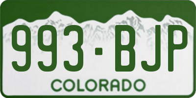 CO license plate 993BJP