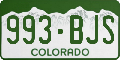 CO license plate 993BJS
