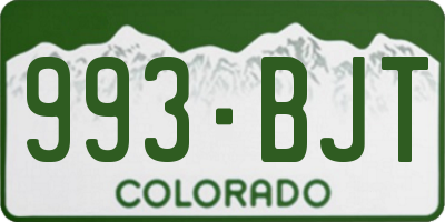 CO license plate 993BJT
