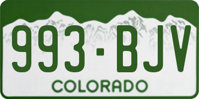 CO license plate 993BJV