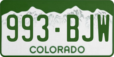 CO license plate 993BJW