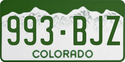 CO license plate 993BJZ
