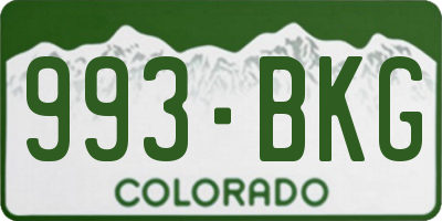 CO license plate 993BKG