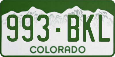 CO license plate 993BKL