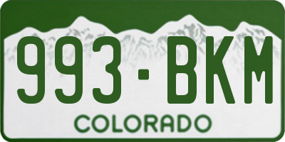 CO license plate 993BKM