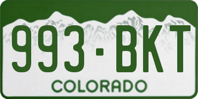 CO license plate 993BKT