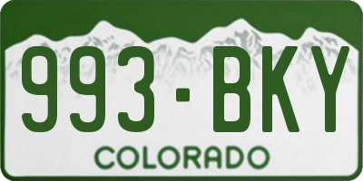 CO license plate 993BKY