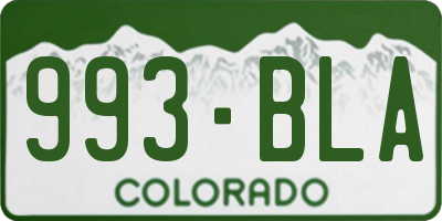CO license plate 993BLA