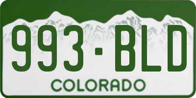 CO license plate 993BLD
