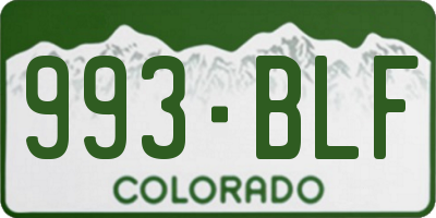 CO license plate 993BLF