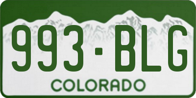 CO license plate 993BLG