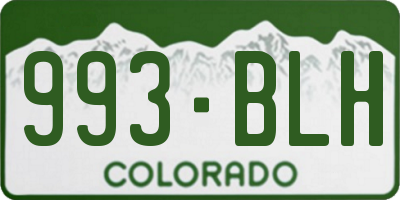 CO license plate 993BLH