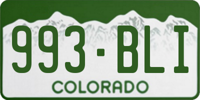 CO license plate 993BLI