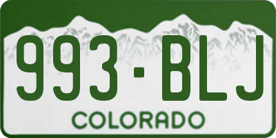 CO license plate 993BLJ