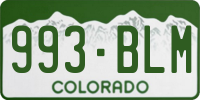 CO license plate 993BLM