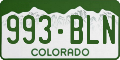 CO license plate 993BLN