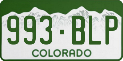 CO license plate 993BLP