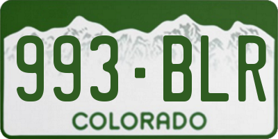 CO license plate 993BLR