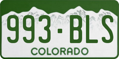 CO license plate 993BLS