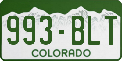 CO license plate 993BLT