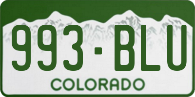 CO license plate 993BLU