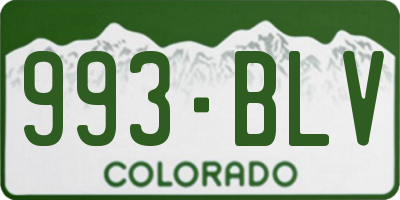CO license plate 993BLV