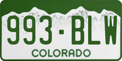 CO license plate 993BLW