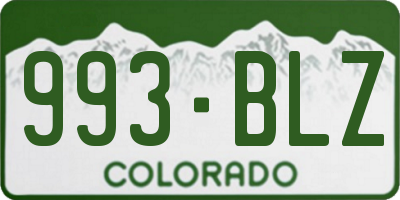 CO license plate 993BLZ