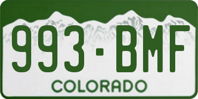 CO license plate 993BMF
