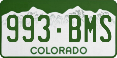 CO license plate 993BMS